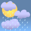 Broken clouds, rain