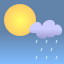 Few clouds, light rain